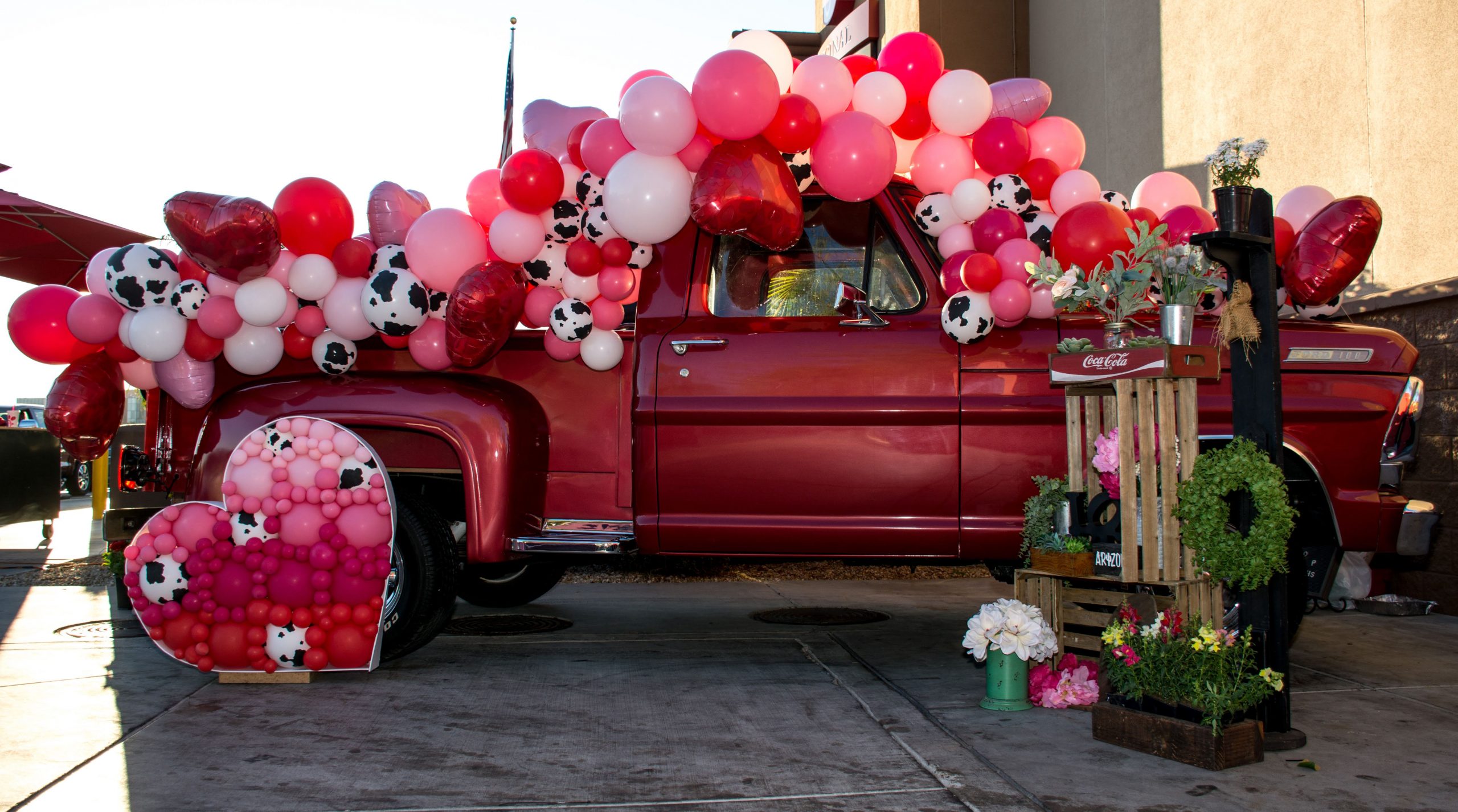 Organic Balloon Decor Garland in Pink and Cow Print