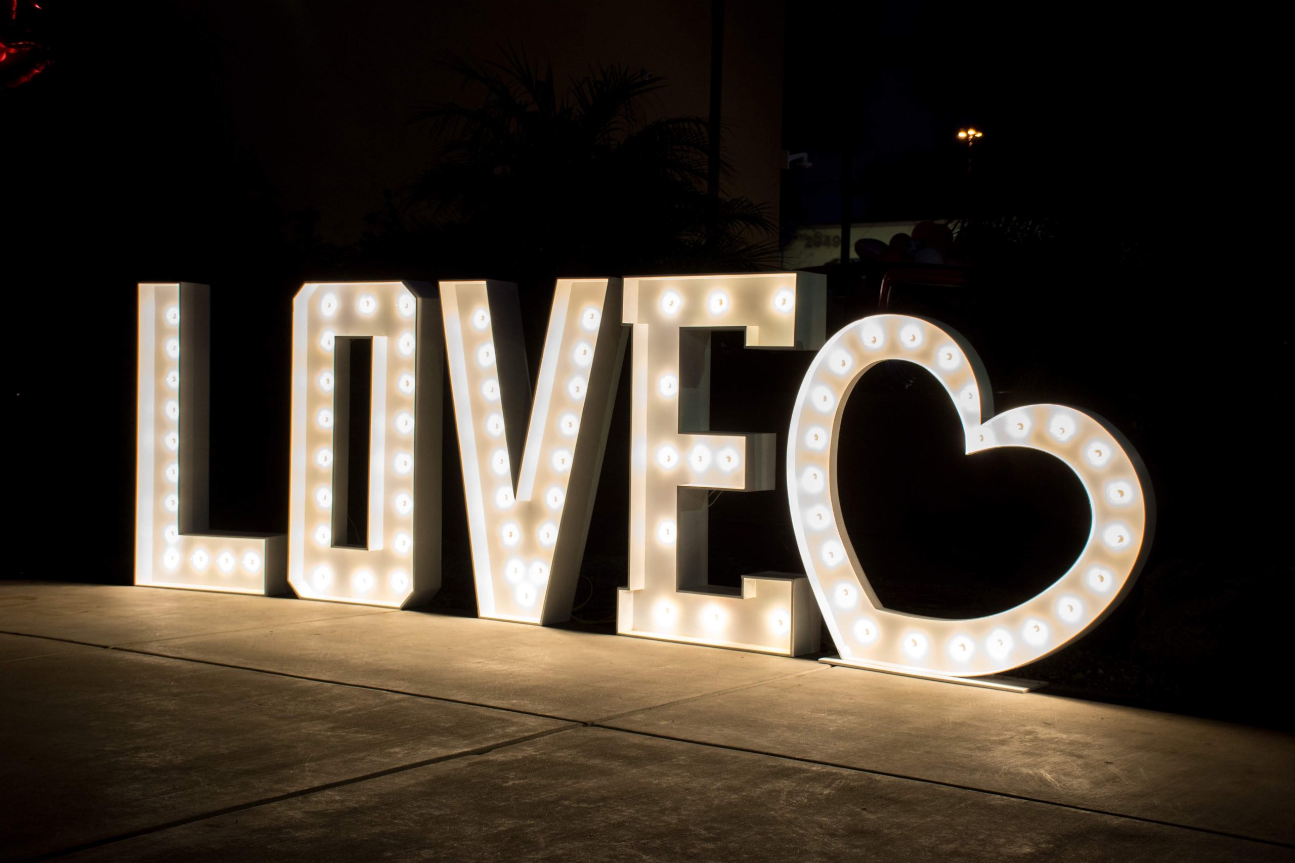 Large 4 foot Lighted Marquee LOVE for weddings in Scottsdale